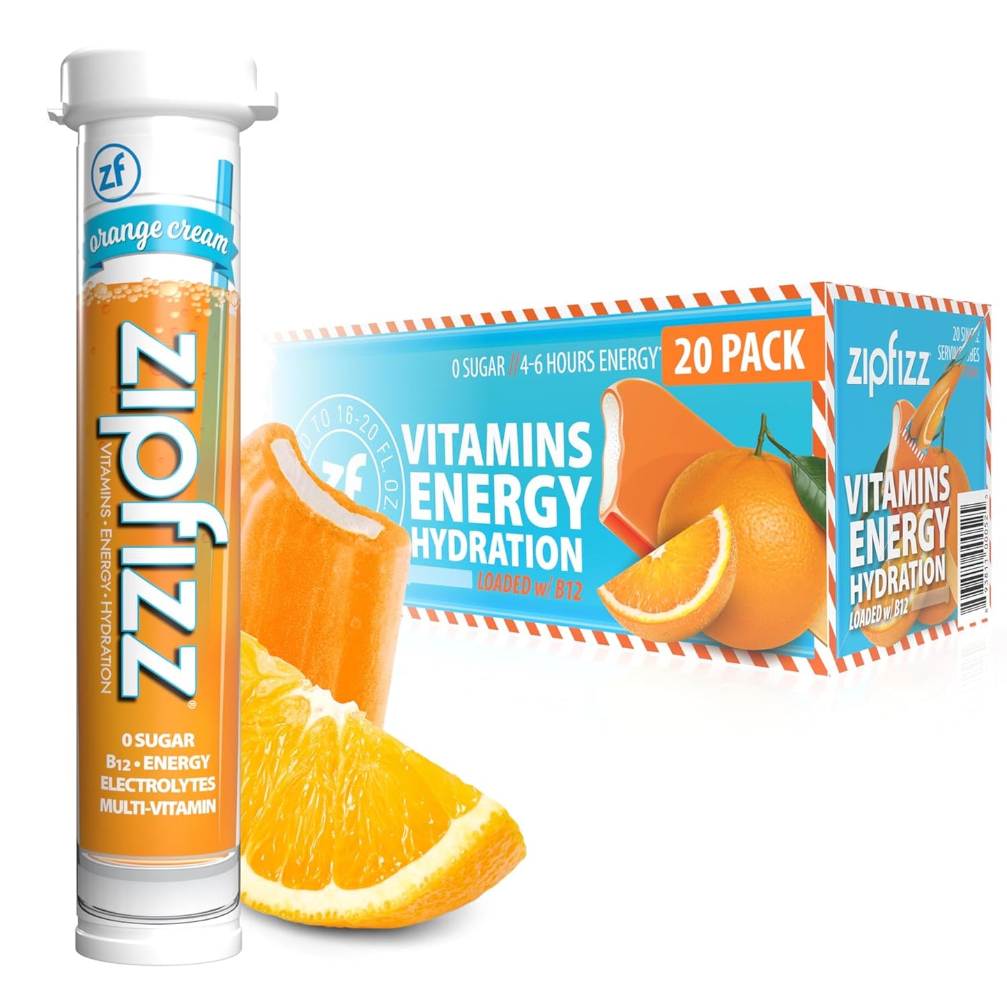 Zipfizz Healthy Energy Drink Mix, Hydration with B12 and Multi Vitamins, Fruit Punch, 20 Tubes