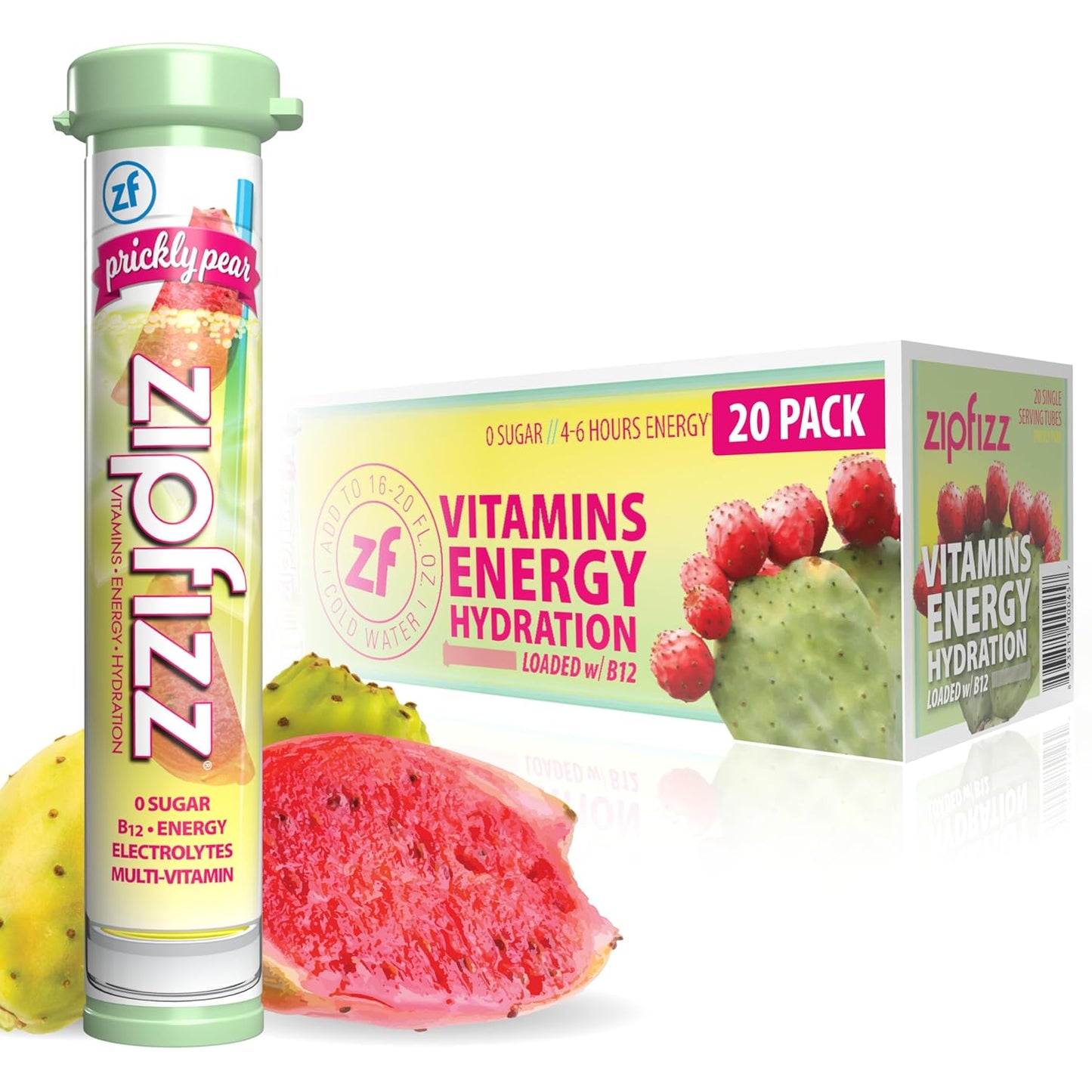 Zipfizz Healthy Energy Drink Mix, Hydration with B12 and Multi Vitamins, Fruit Punch, 20 Tubes