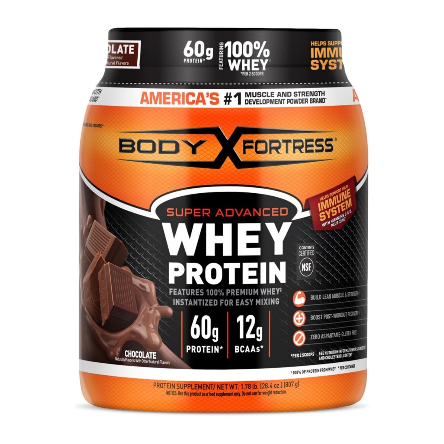 Body Fortress Super Advanced Whey Protein Powder, Vitamins C & D Plus Zinc