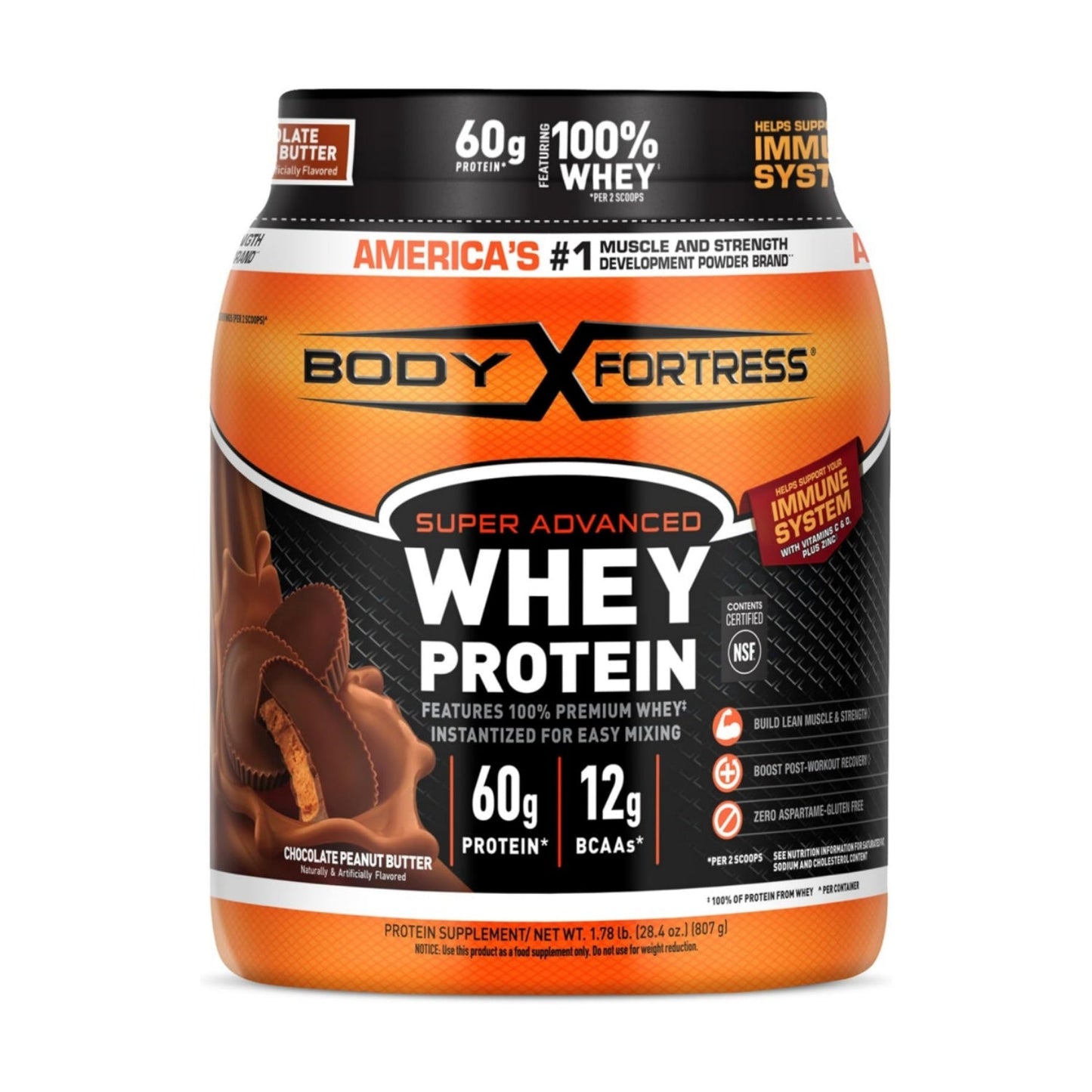 Body Fortress Super Advanced Whey Protein Powder, Vitamins C & D Plus Zinc