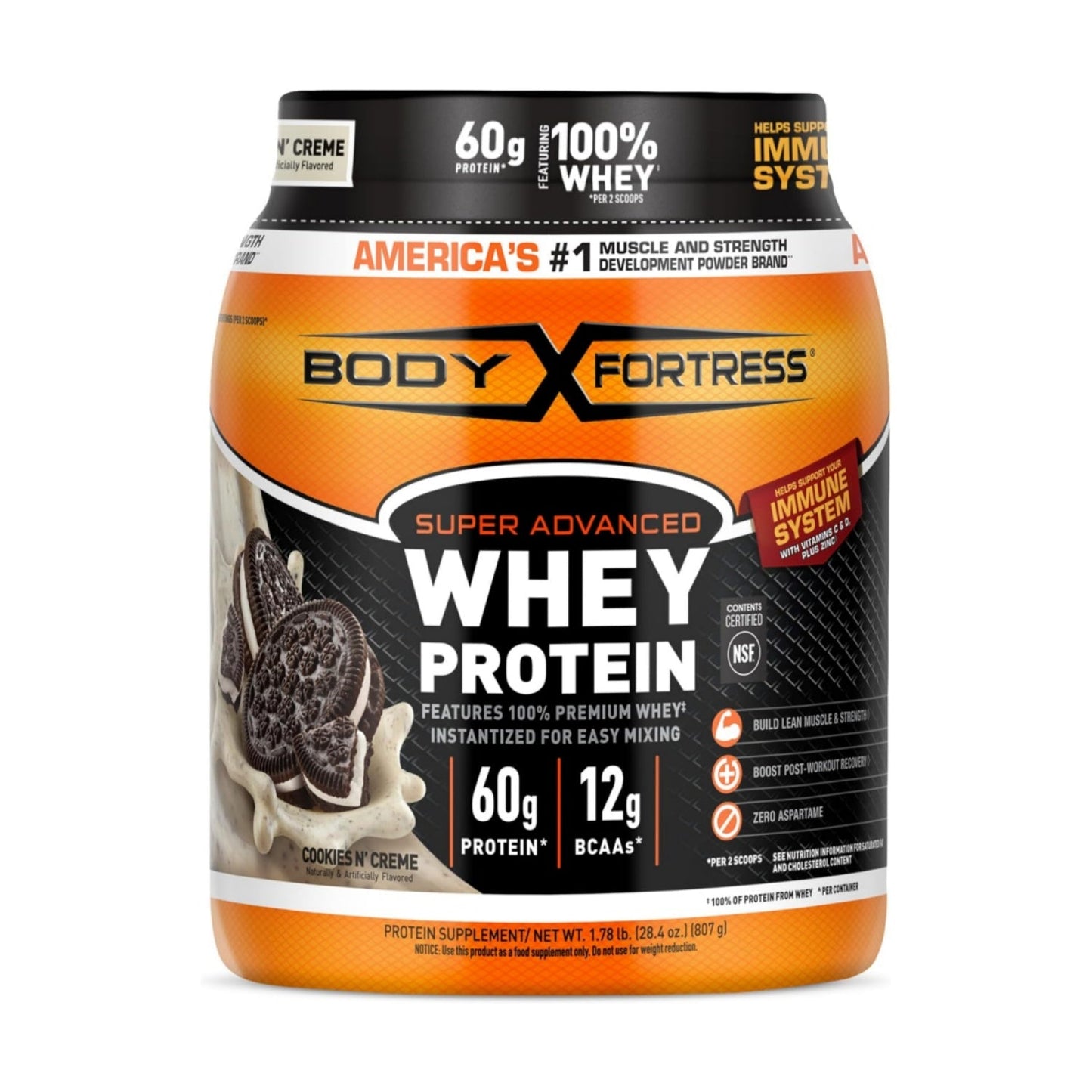 Body Fortress Super Advanced Whey Protein Powder, Vitamins C & D Plus Zinc