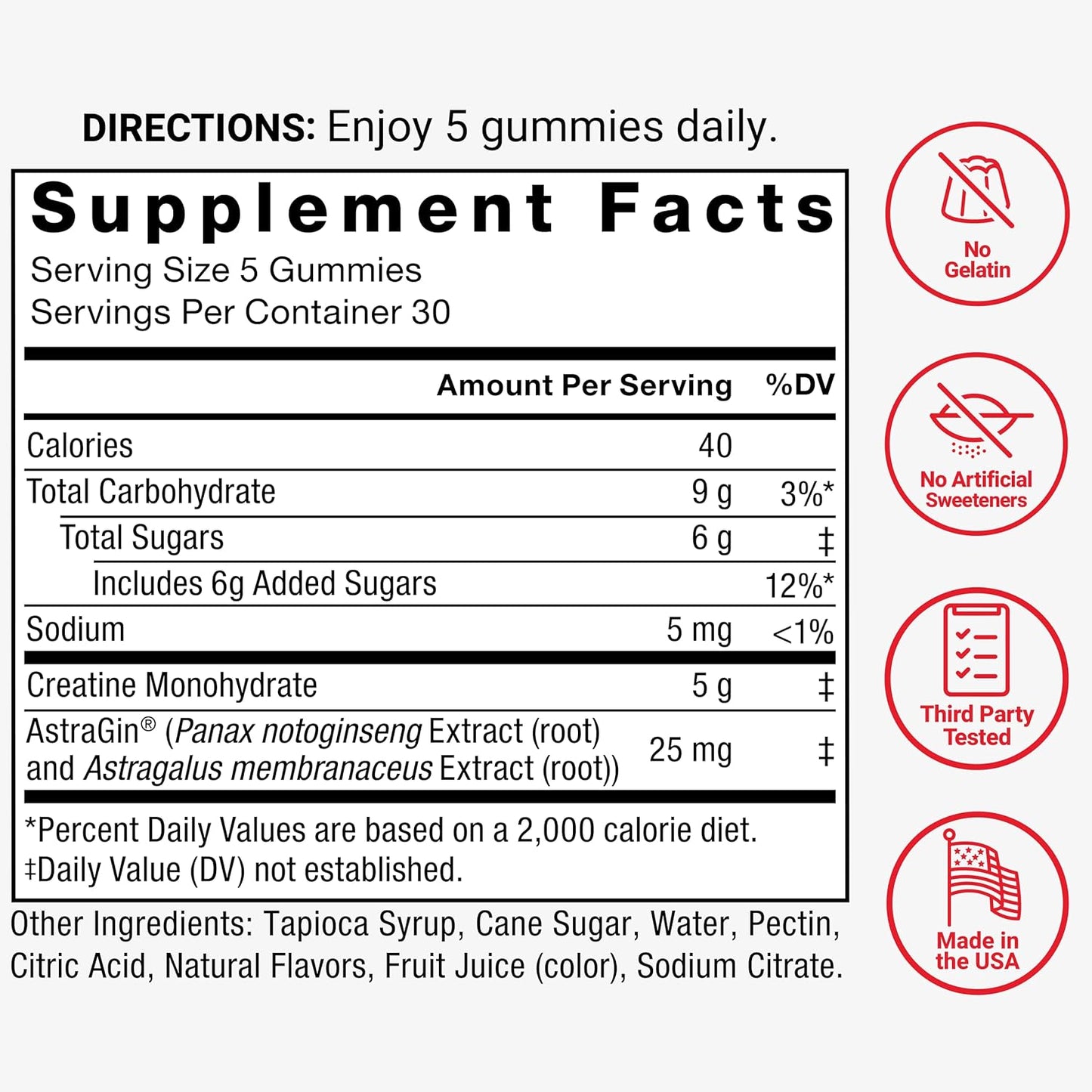 Force Factor Creatine Gummies Mixed Berry for Muscle, Strength & Recovery, Creatine 5 g, 30 Servings