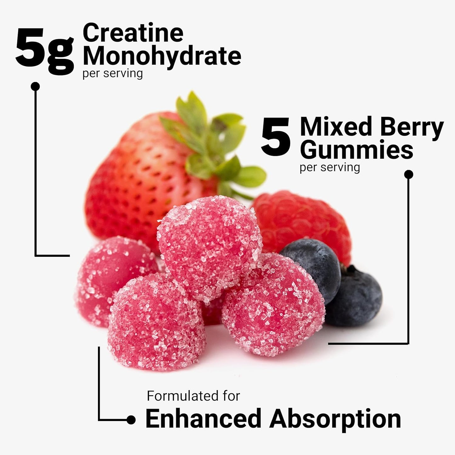 Force Factor Creatine Gummies Mixed Berry for Muscle, Strength & Recovery, Creatine 5 g, 30 Servings