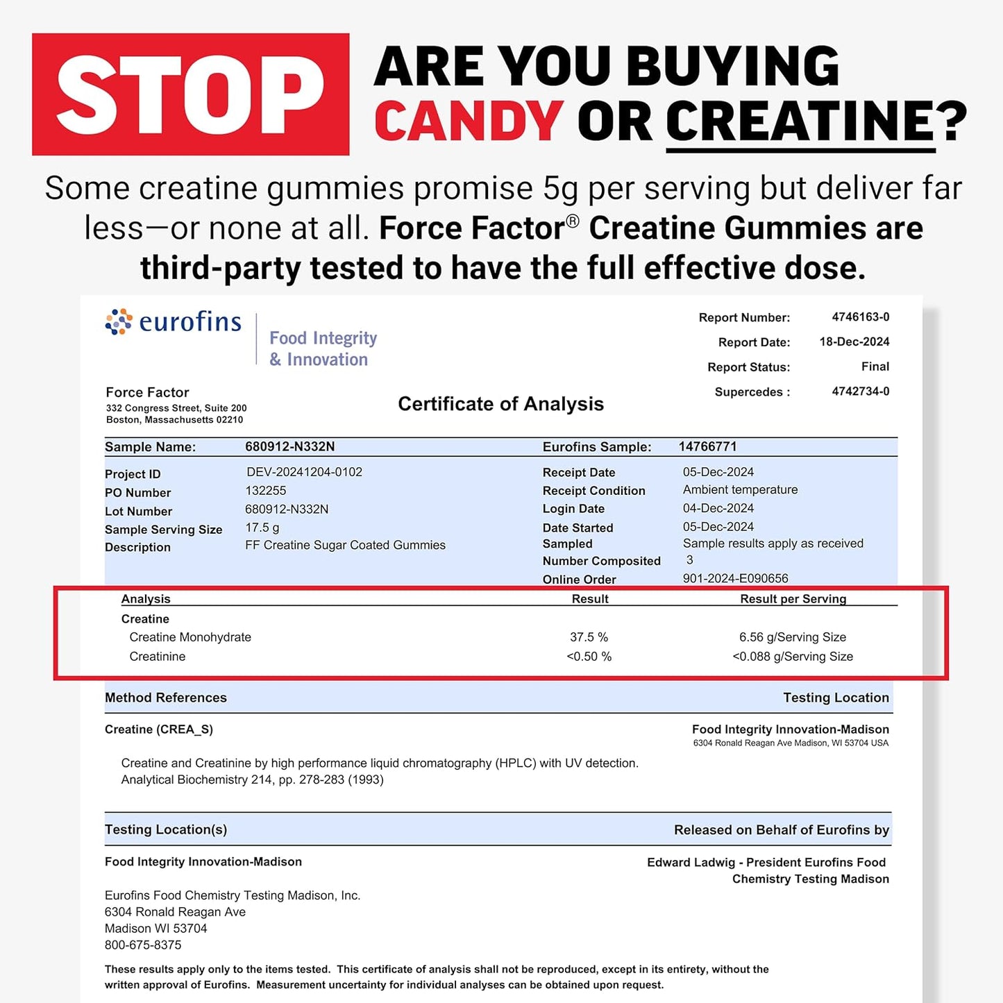 Force Factor Creatine Gummies Mixed Berry for Muscle, Strength & Recovery, Creatine 5 g, 30 Servings