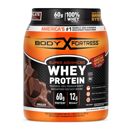 Body Fortress Super Advanced Whey Protein Powder, Vitamins C & D Plus Zinc