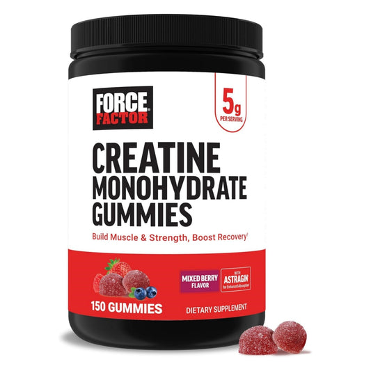 Force Factor Creatine Gummies Mixed Berry for Muscle, Strength & Recovery, Creatine 5 g, 30 Servings